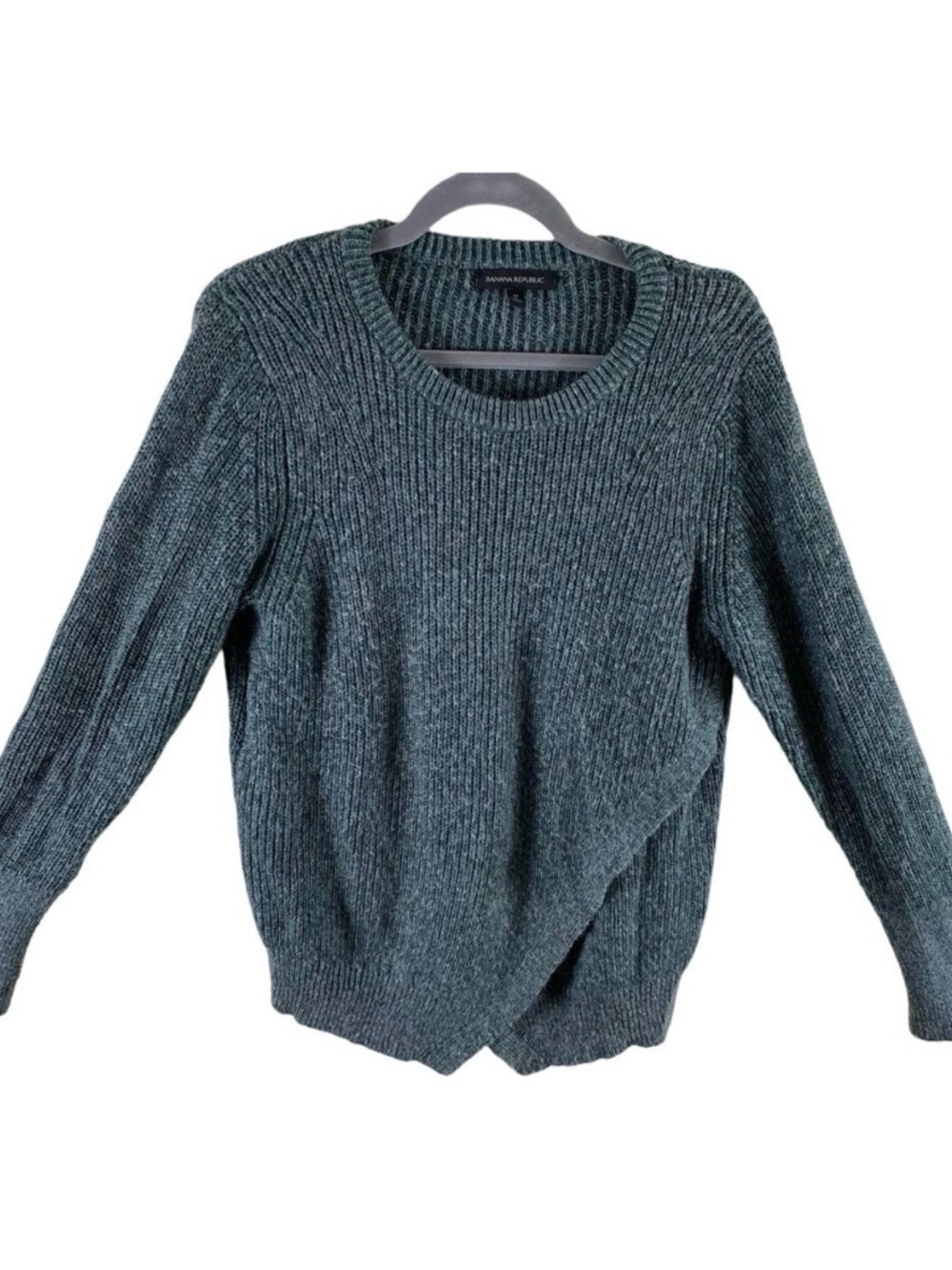 Banana Republic Green Long‎ Sleeve Round Neck Fuzzy Sweater Mohair Blend Size M